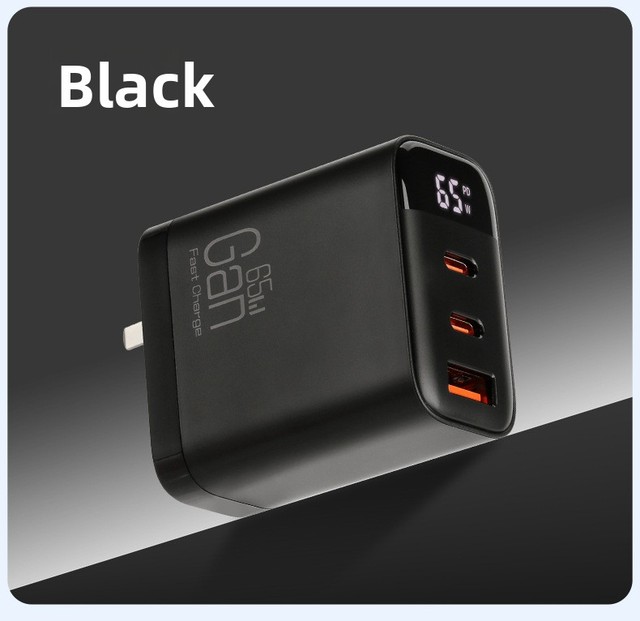 GaN Smart Digital Display Multi-Port Mobile Phone Charger 65W Fast Charging QC2.0 PD3.0 SCP Laptop Earphone Smart Watch Camera