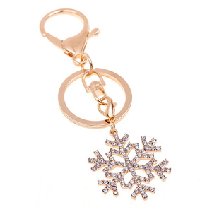 LLavero de copo de nieve de moda para mujer, regalo de joyería, llavero de Navidad de oro, nuevo estilo de modo 2017 - Product Image 5