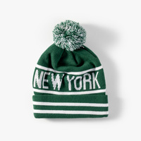 Moda Jacquard letra Beanie sombrero de invierno bordado Logotipo de punto deporte Bobble sombreros Hockey sombreros personalizados