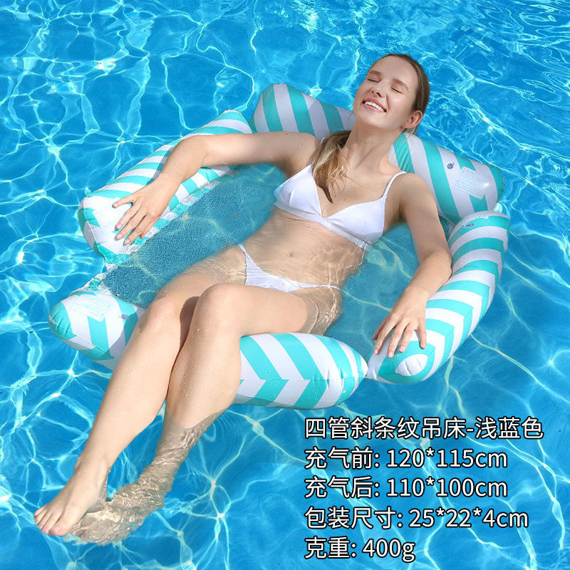 Hamaca de cuatro tubos con rayas oblicuas - azul claro - tiene