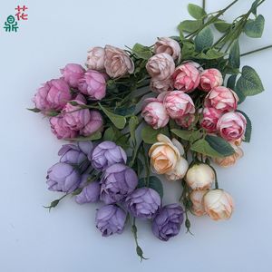 ดอกกุหลาบผ้าไหมประดิษฐ์ 9 หัว ดอกตูมกุหลาบสไตล์วินเทจ สำหรับตกแต่งบ้านและอุปกรณ์ประกอบฉากถ่ายภาพ - Product Image 2