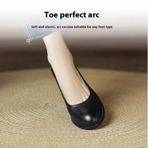 2025 printemps nouvelles femmes confortables sans lacet pompes à talons hauts en cuir véritable virgule talon hauteur augmentant <span class=keywords><strong>lait</strong></span> blanc - Product Image 2