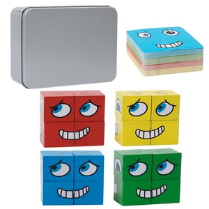 Juguete de Cubo de Madera con Caras Intercambiables, Clásico y <span class=keywords><strong>Popular</strong></span>, Juego de Bloques de Construcción Mágicos Interactivos para Padres e Hijos - Product Image 2