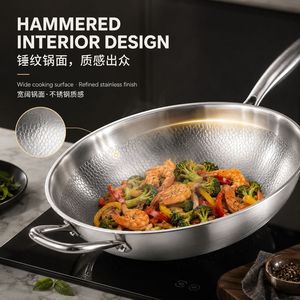 Hammered Titanium <b>Wok</b> 30cm Uncoated Non Stick For Gas And <b>Induction</b> Cookers - Product Image 4
