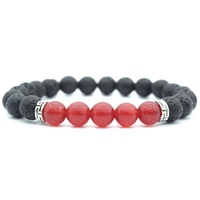 Bracelet Perlé en Pierre Naturelle Œil de Tigre et Turquoise Verte, Bracelet Élastique Diffuseur de Chakra en Pierre de Lave