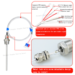 Cảm biến nhiệt độ bằng thép không gỉ nhiệt điện trở <span class=keywords><strong>PT100</strong></span>, đầu dò nhiệt độ ba điểm với lõi bên trong có thể tháo rời - Product Image 2