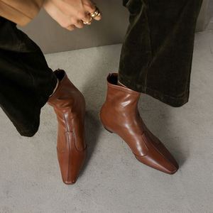 2025 New Korean Women's Fashion Slim Fit Non Slip Comfortable Genuine Leather Zipper Waterproof High Heel Thick Soled Winter - Product Image 5