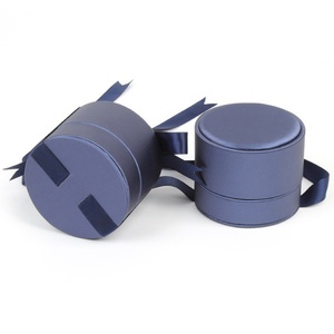 Wholesale Cylinder PU Leather <b>Ring</b> Box with Custom Logo Ribbon for Wedding Jewelry Gift & <b>Storage</b> - Product Image 3