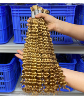 Expédition immédiate, vente en gros, extensions de cheveux humains en vrac 10A à double trame machine, ondulation profonde, colorées rose et bleu piano, pour tressage style bohème