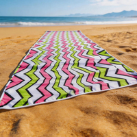 Serviette de plage de haute qualité, luxueuse, estivale, à rayures imprimées, séchage rapide, super douce, épaisse, en microfibre recyclée, sans sable