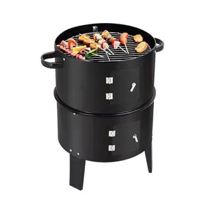 Factory Outlet 3 In 1 Multi Function Use Outdoor BBQ Grills Smoker Charcoal Barbecue Grill With Thermometer