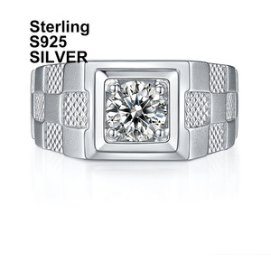 Trang Sức SKA S925 Nhẫn Nam Bạc Mạ Vàng Trắng Thiết Lập Nhẫn Đá <span class=keywords><strong>1</strong></span> <span class=keywords><strong>Carat</strong></span> Cho Nam - Product Image 1