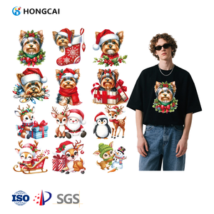 Hongcai Christmas Elk & Dog Design Patchs thermocollants lavables pour vêtements Transferts <span class=keywords><strong>de</strong></span> chaleur Impression Autocollant Papier <span class=keywords><strong>de</strong></span> transfert et <span class=keywords><strong>Film</strong></span> - Product Image 1