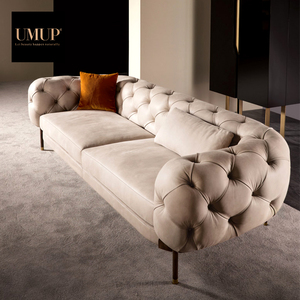 Sofá Chesterfield de Cuero de Primera Calidad de Tres Plazas, Color Personalizado, Modelo ATENAE, para Apartamento, Hotel, Sala de Estar, Umuphome - Product Image 5