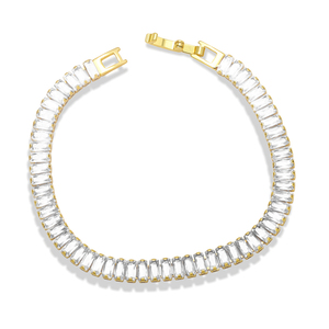 Accessori per la festa nuziale delle donne del braccialetto della catena di Tennis dello zircone <span class=keywords><strong>quadrato</strong></span> scintillante placcato <span class=keywords><strong>oro</strong></span> 18K di alta qualità di vendita calda - Product Image 4