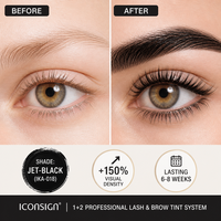 Kit Professionnel de Teinture Cils et Sourcils Noir Jet 7ml Crème Colorante 7ml Révélateur Mélange 1:1 pour Usage en Salon OEM