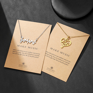 Collier avec pendentif en forme de note musicale en acier inoxydable, réglable, à porter tous les jours, cadeau, bijoux à la mode - Product Image 1