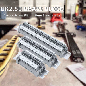 Bloc de bornes à vis pour rail DIN Ashan UK2.5B, en laiton combiné, 50A, 11-20 AWG, connecteurs enfichables série UK - Product Image 2