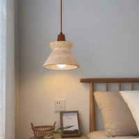Lampe suspendue LED en pierre de grotte jaune crème de style japonais Wabi-sabi rétro nordique pour chambre à coucher et salle à manger