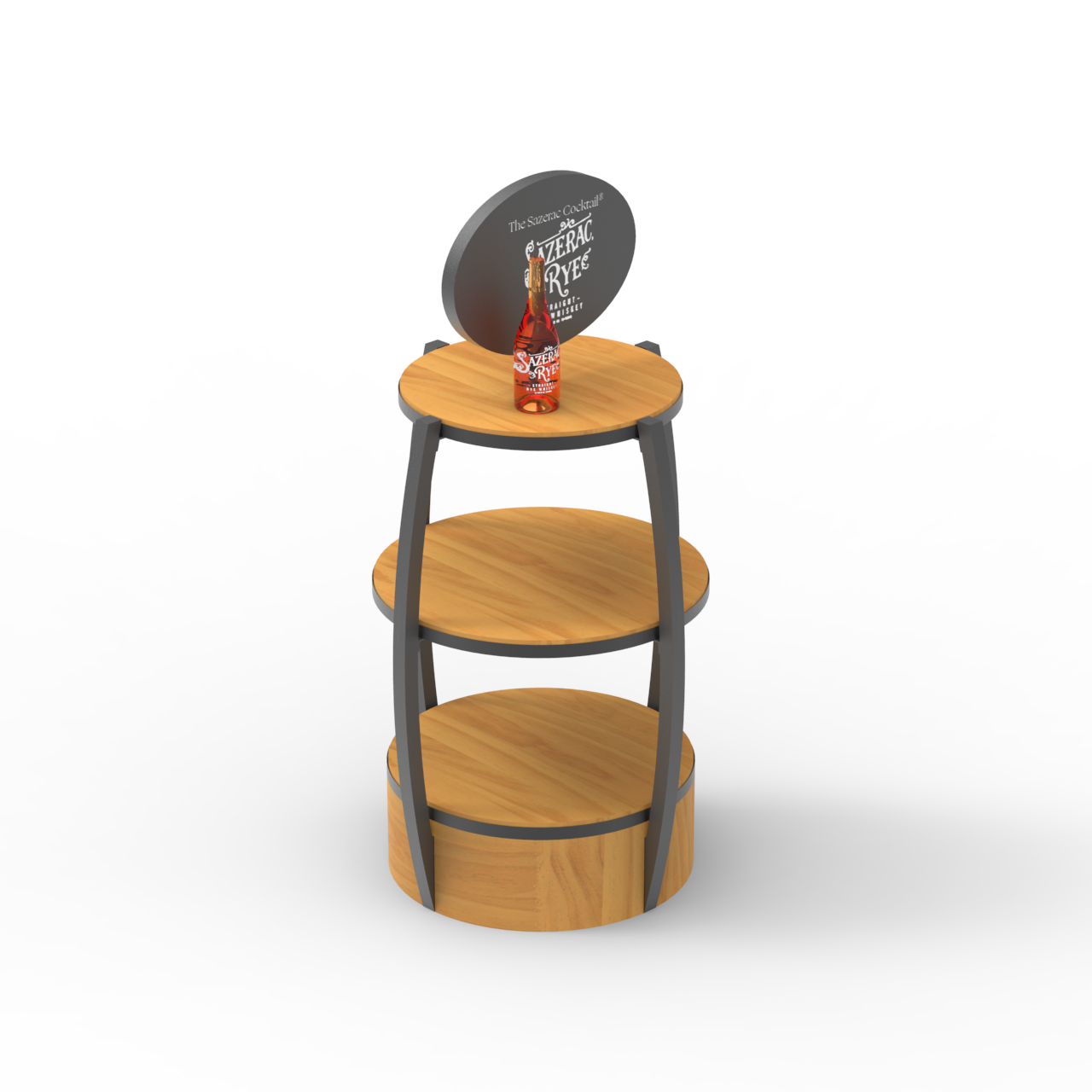 Apache Customized Wooden Laminated Wine Barrel Whiskey Display Rack Suitable for Supermarket Stores — view 4
