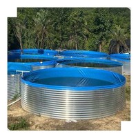 Bassin Circulaire pour Système d'Aquaculture RAS, Bassin d'Élevage Galvanisé en PVC pour Ferme Aquacole