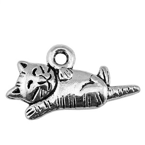 Pendentif chatouilleur en argent antique 20x12mm 1.1g, matériau populaire pour le bricolage - Product Image 4