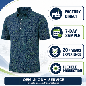 Polos de Golf Personalizados para Hombre, Color Azul Marino, Diseño de Líneas Abstractas, Manga Corta, Marca Privada, Fabricante OEM ODM - Product Image 3