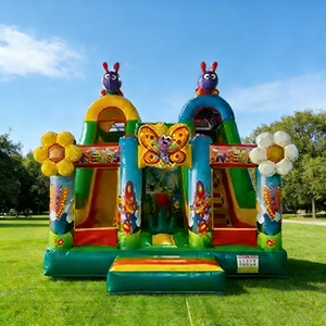 Château gonflable à thème printemps papillon et chenille avec toboggan, idéal pour les fêtes et la <span class=keywords><strong>location</strong></span> - Product Image 4