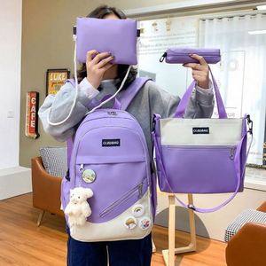 Girls' Geometric Korean Style 20-36L <b>Large</b> Capacity Eco-friendly Durable Zipper <b>Backpack</b> for High <b>School</b> & Primary Students - Product Image 2