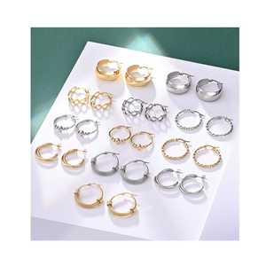 Bestseller Creolen Große mehrere Größen Twisted Gold Plated Edelstahl Creolen für Frauen - Product Image 1