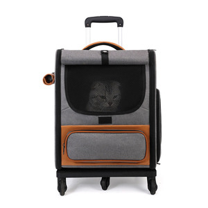 Valise à roulettes avec ventilation - Sac de transport pliable pour deux chats et un chien, grande capacité, chariot portable pour animaux de compagnie - Product Image 6