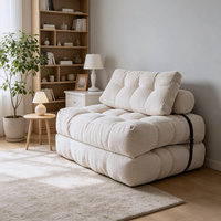 Canapé-lit pliant multifonctionnel moderne Tenghang en velours avec rembourrage en coton, convertible, inclinable, avec support dorsal, une place, pour petit salon