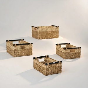 Cesta Redonda Multiusos de Seagrass con Borde Negro, Organizador de Juguetes con Asas, Proveedor Líder Global - Product Image 1