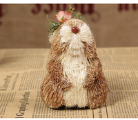 Arts et artisanat d'animaux mignons petit lapin renversé décorant avec des accessoires de fleurs de poussées