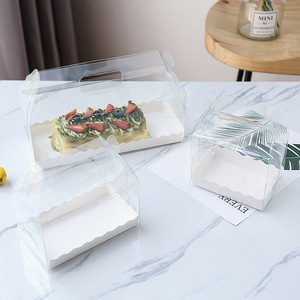 Offre Spéciale Portable Transparent PVC Rouleau De GÂTEAU Emballage <span class=keywords><strong>Suisse</strong></span> Serviette Rouleau Pâtisserie Boîte En Plastique Avec Plateau - Product Image 2