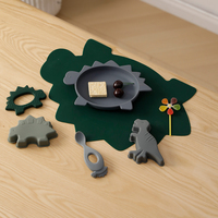 Ensemble d'alimentation pour bébé en silicone sans dinosaure de qualité alimentaire sans BPA, assiette à bavette avec logo, bol et tasse pour ensemble de sevrage à manger pour enfants