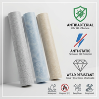 Revêtement de sol homogène en vinyle PVC de qualité supérieure, antidérapant, imperméable, facile à nettoyer, en rouleau de 2 mm et 3 mm, pour projets scolaires