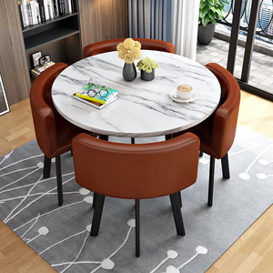 Juego <span class=keywords><strong>de</strong></span> Mesa y Sillas <span class=keywords><strong>de</strong></span> Comedor <span class=keywords><strong>de</strong></span> Lujo Moderno <span class=keywords><strong>para</strong></span> 4 Personas, Fabricado en China, <span class=keywords><strong>Muebles</strong></span> <span class=keywords><strong>de</strong></span> Restaurante Duraderos <span class=keywords><strong>de</strong></span> Metal con 1 Mesa <span class=keywords><strong>de</strong></span> Centro y 4 Sillas - Product Image 2