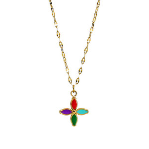 Collar de Joyería con Colgante de Diseño en Acero Inoxidable 316L, Resistente al Agua y al Deslustre, Chapado en Oro de 18k para Mujer - Product Image 5