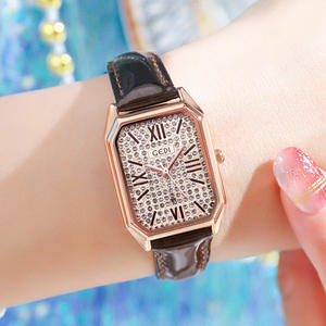 Nouvelle montre pour femme, montre à quartz rectangulaire haut de gamme avec design entièrement serti de diamants - Product Image 3