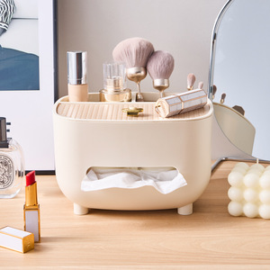 กล่องกระดาษทิชชู่เซิงฮูพลาสติกสีเบจนอร์ดิกอเนกประสงค์สำหรับห้องนั่งเล่นโต๊ะกาแฟดีไซน์เรียบง่ายทันสมัย - Product Image 5