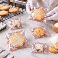 Sac à oreiller personnalisé en PP transparent imprimé flocon de neige pour emballage individuel de biscuits de Noël, lait, produits de boulangerie, aliments, recyclable, vente en gros