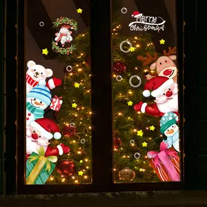 静电UV卡通圣诞老人玻璃贴纸门窗贴纸不干胶家居装饰墙贴