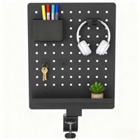 Panneau perforé de jeu en métal rotatif à 360 ° avec porte-stylo Support de bureau à pince Accessoires de rangement