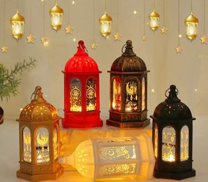Arabian Muslim <b>Eid</b> Mubarak LED Light Ramadan Golden Iron Crafts Hanging Lantern Party Table Decoration Ornaments - Product Image 6