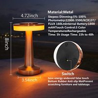 Lampe de table LED rétro en métal, portable, pour bar, restaurant, chevet, tactile, rechargeable par USB, sans fil, décorative