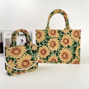 Bolsa de mão para mulheres, bolsa de ombro feminina personalizada, estampada, com flor, para senhoras