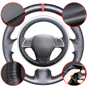 ที่หุ้มพวงมาลัยรถยนต์หนังคาร์บอนไฟเบอร์และไมโครไฟเบอร์สำหรับ <span class=keywords><strong>Mitsubishi</strong></span> Outlander 2013 2014 Mirage 2014 L200 <span class=keywords><strong>ASX</strong></span> - Product Image 1