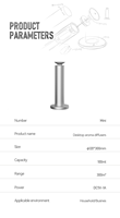 Diffuseur d'arômes électrique de table de luxe de 100ml pour huiles essentielles en métal USB sans eau de bonne qualité-Garantie 1 an