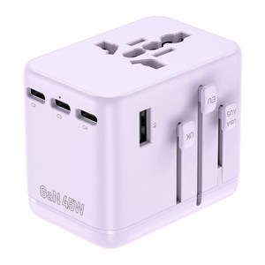 45W GaN Universal Travel <b>Adapter</b> International Power <b>Plug</b> Converter with 4 <b>USB</b>-C + 1 <b>USB</b>-A + 2 AC Ports for EU/UK/US/AU - Product Image 6